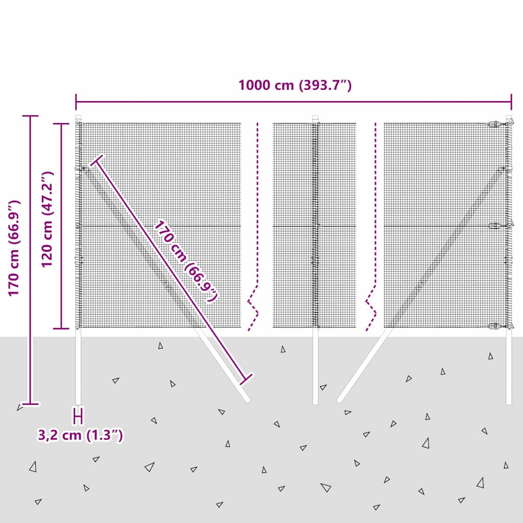 Temeljna zavarena žičana ograda 10 x 1,2 m Zelena Mreža