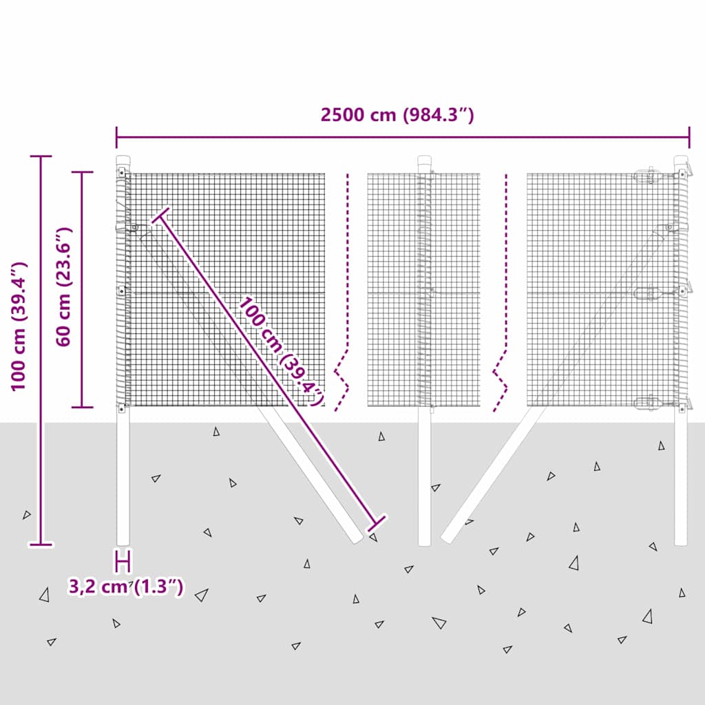 Temeljna zavarena žičana ograda 25 x 0,6 m Zelena Mreža