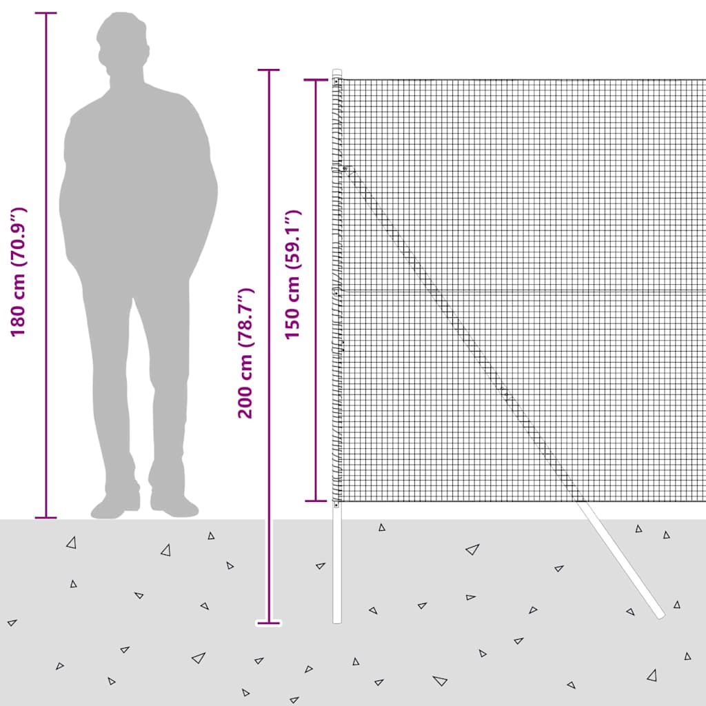 Temeljna zavarena žičana ograda 25 x 1,5 m Zelena Mreža