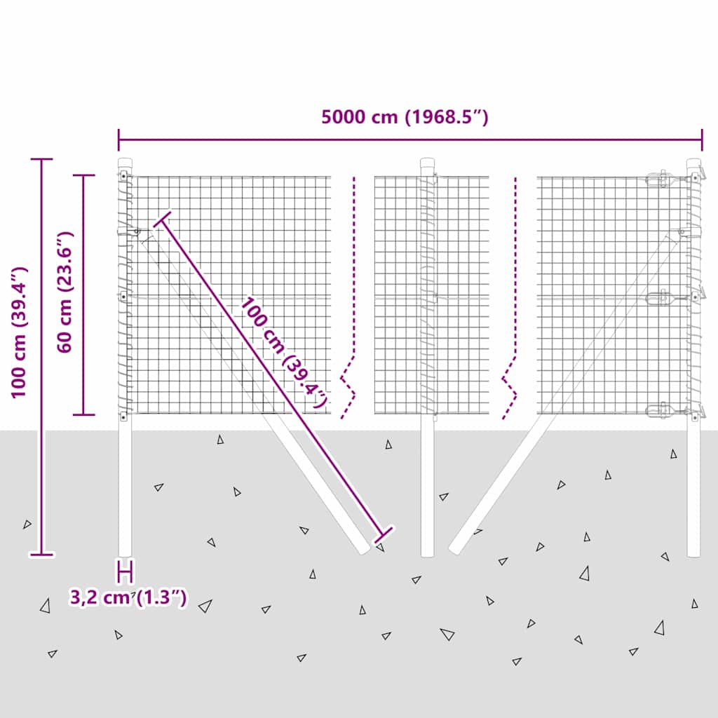 Temeljna zavarena žičana ograda 50 x 0,6 m Zelena Mreža