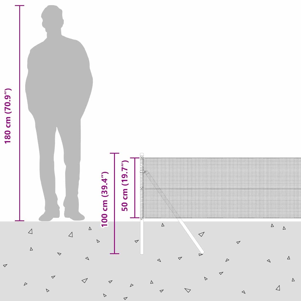 Temeljna zavarena žičana ograda 100 x 0,5 m Zelena Mreža