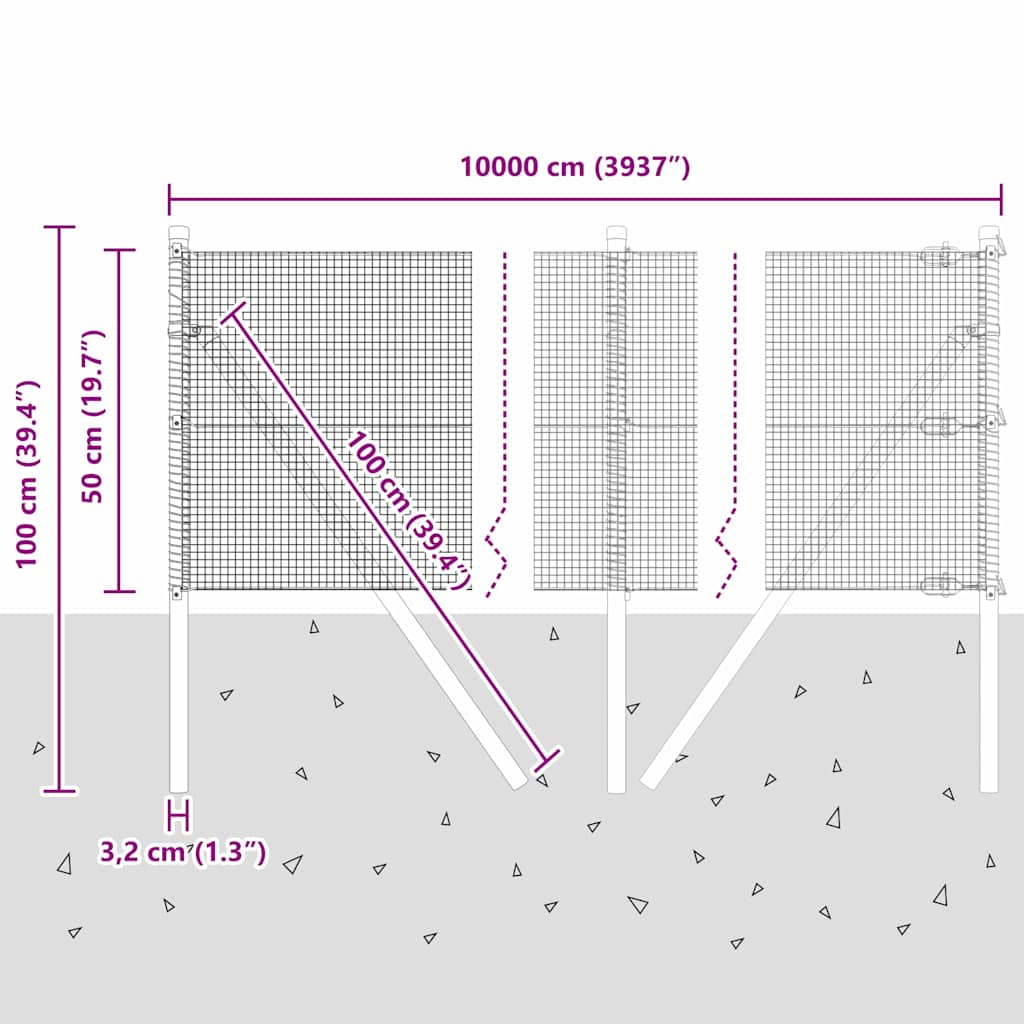 Temeljna zavarena žičana ograda 100 x 0,5 m Zelena Mreža