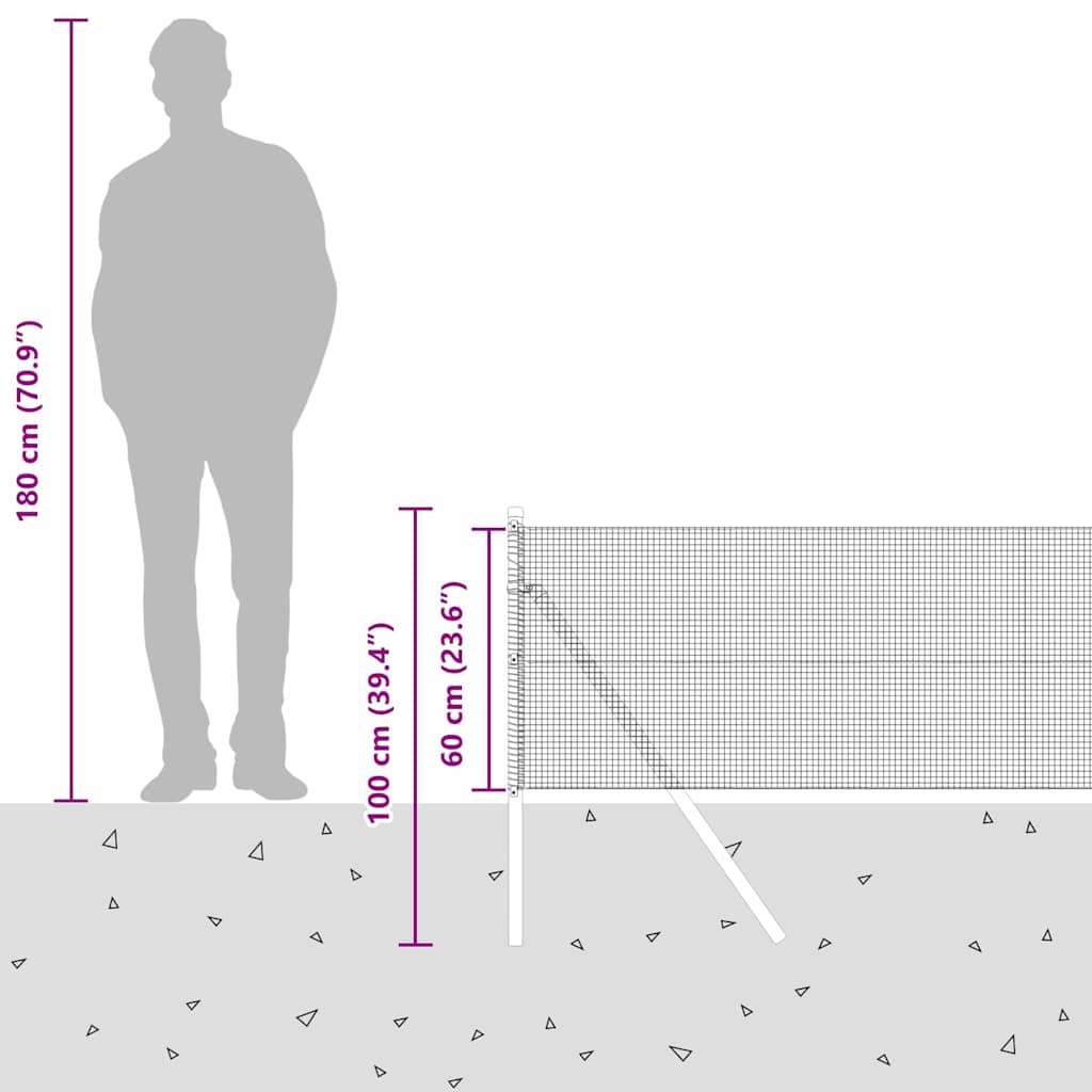 Temeljna zavarena žičana ograda 100 x 0,6 m Zelena Mreža