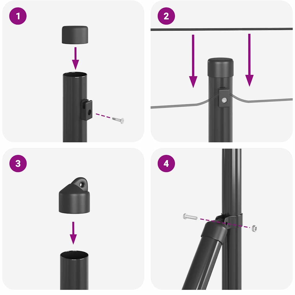Stup za ogradu Čelik Siva