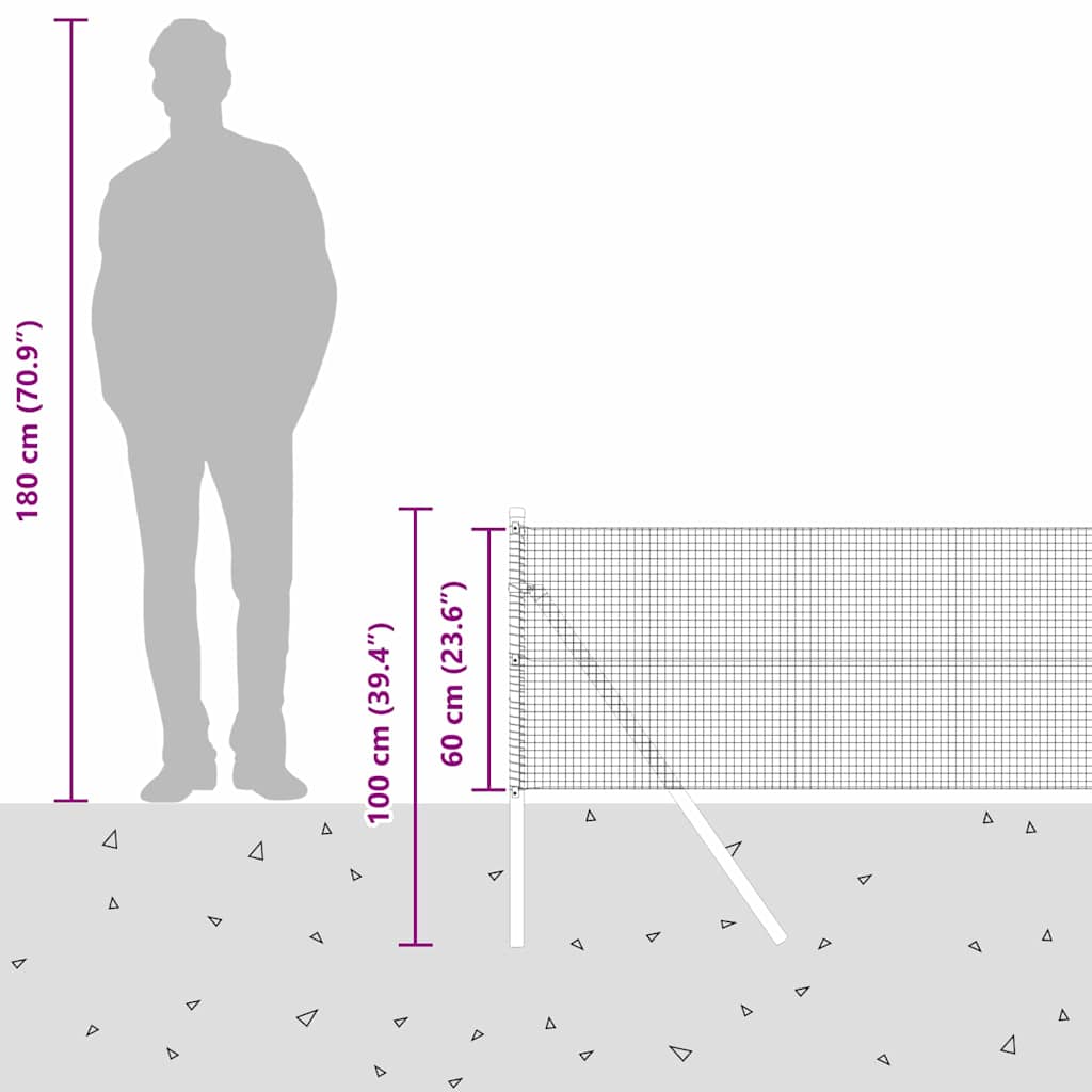 Temeljna zavarena žičana ograda 10 x 0,6 m Siva Mreža