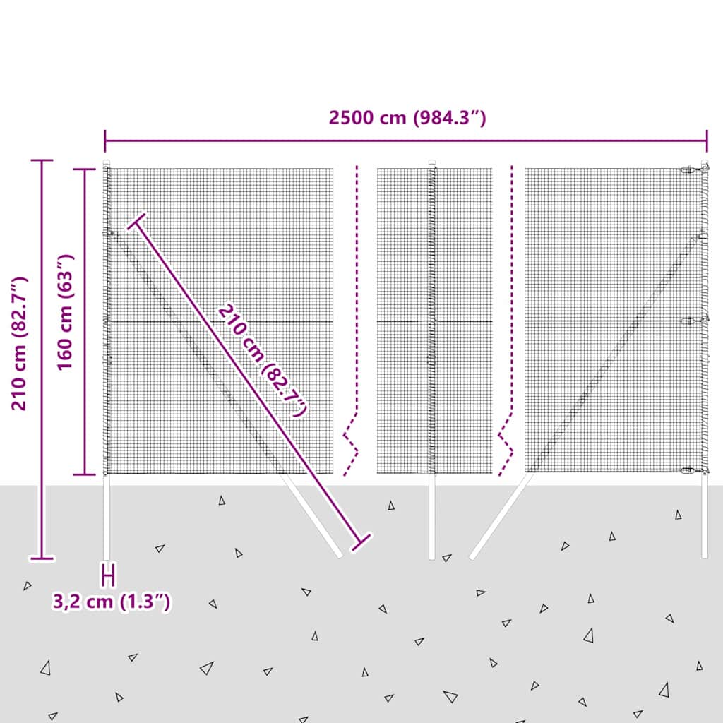 Temeljna zavarena žičana ograda 25 x 1,6 m Siva Mreža