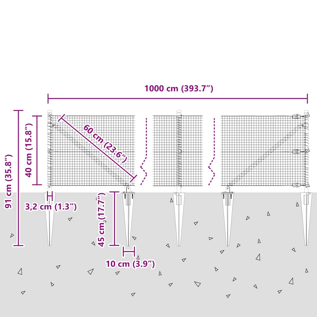Zavareno žičano ograđivanje s bodljama 10 x 0,4 m (Š x V)