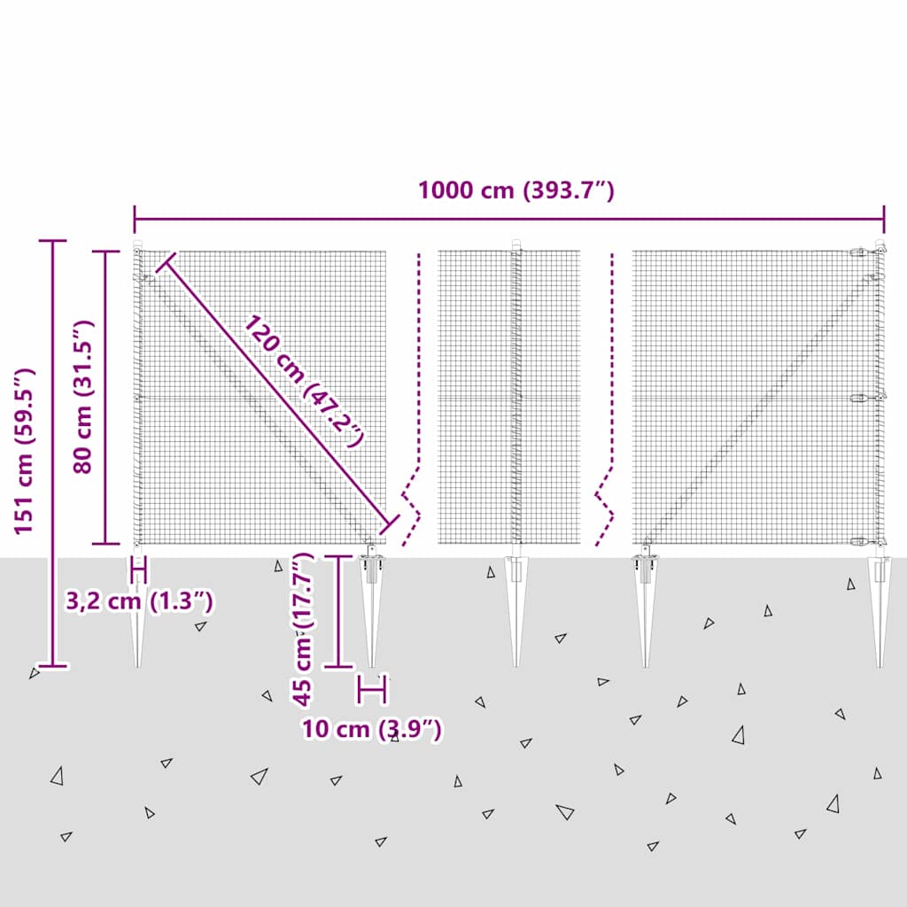 Zavareno žičano ograđivanje s bodljama 10 x 0,8 m Srebrna Mreža