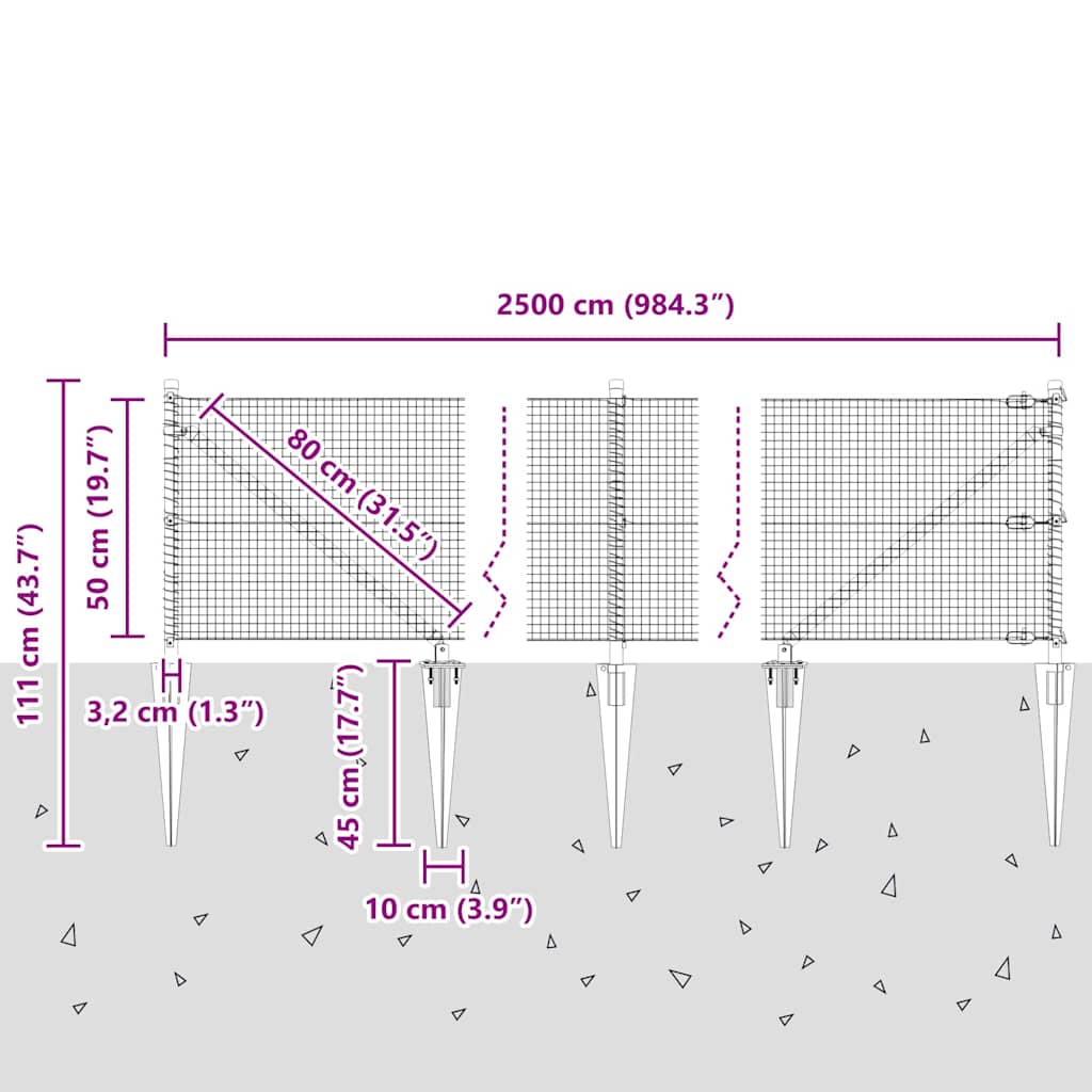 Zavareno žičano ograđivanje s bodljama 25 x 0,5 m (Š x V)