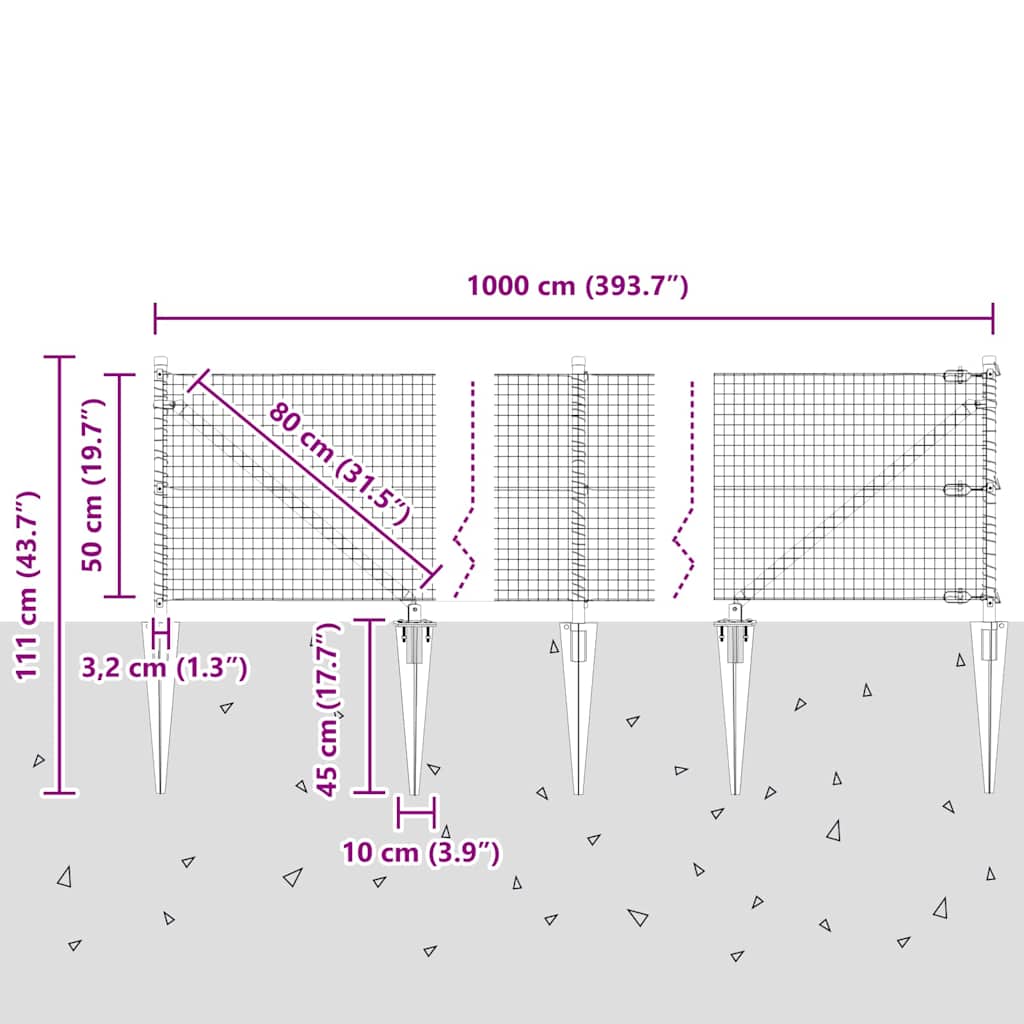 Zavareno žičano ograđivanje s bodljama 10 x 0,5 m Zelena Mreža