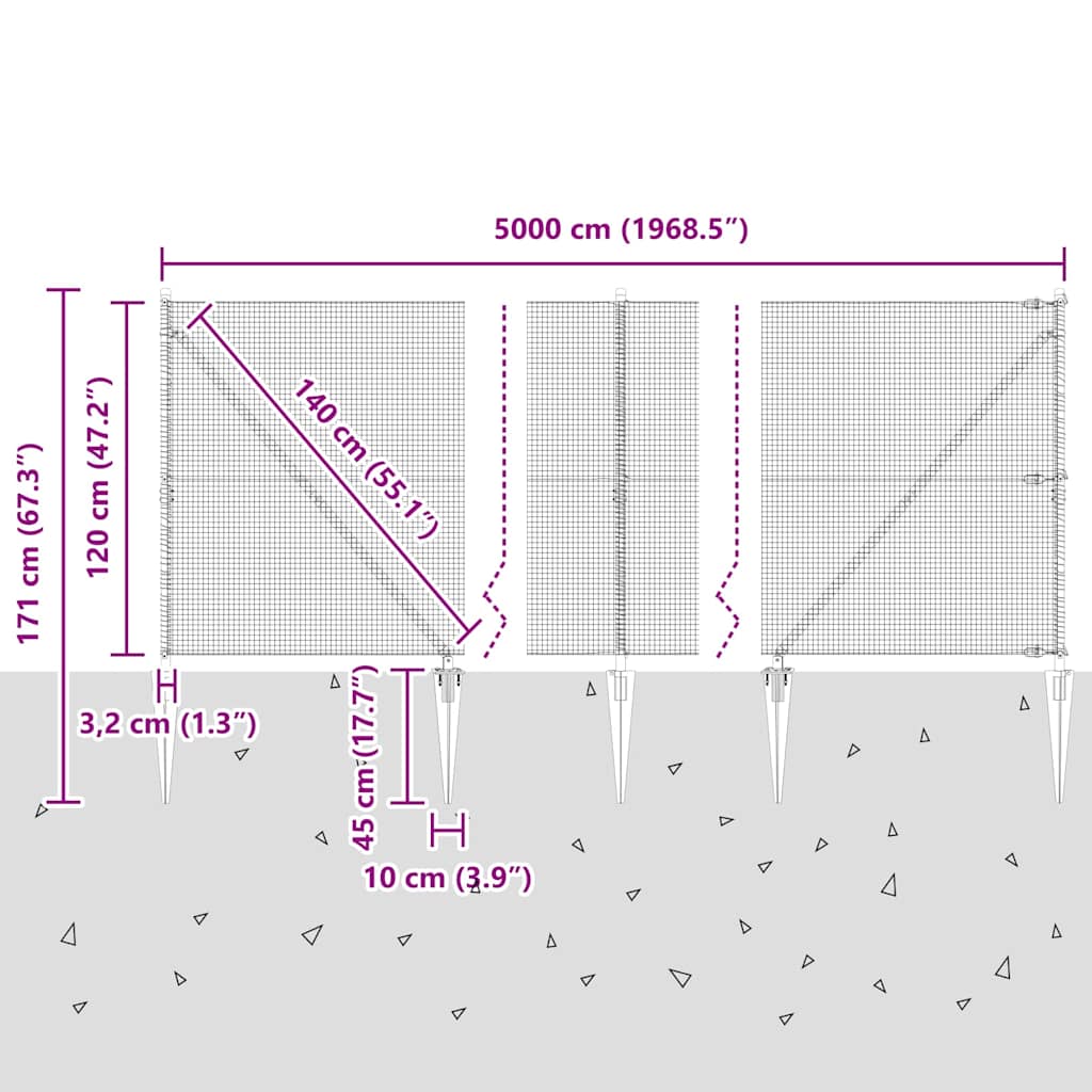 Zavareno žičano ograđivanje s bodljama 50 x 1,2 m Zelena Mreža