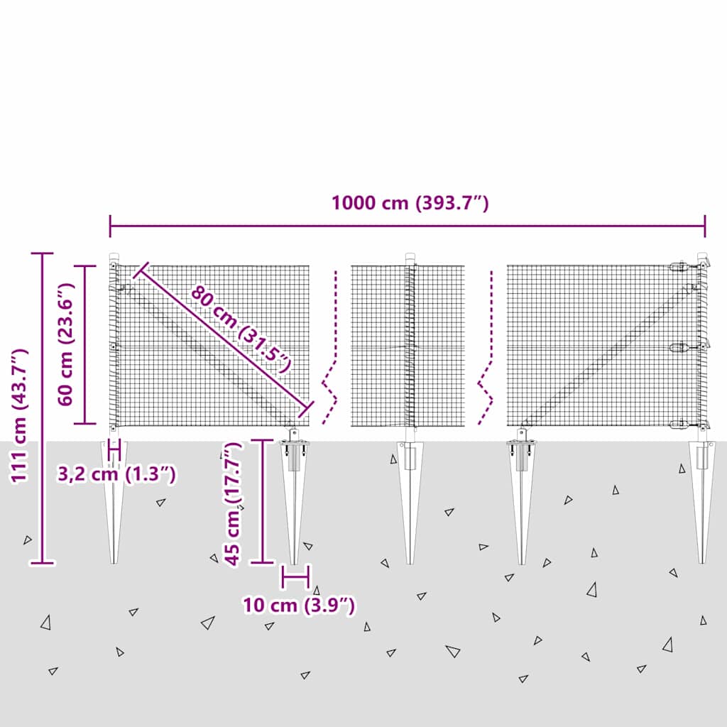 Zavareno žičano ograđivanje s bodljama 10 x 0,6 m Siva Mreža