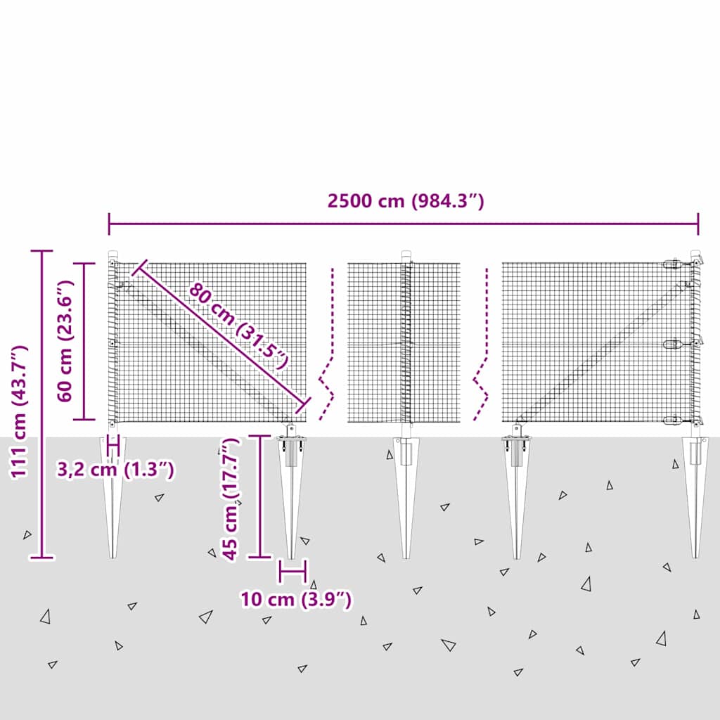 Zavareno žičano ograđivanje s bodljama 25 x 0,6 m Siva Mreža