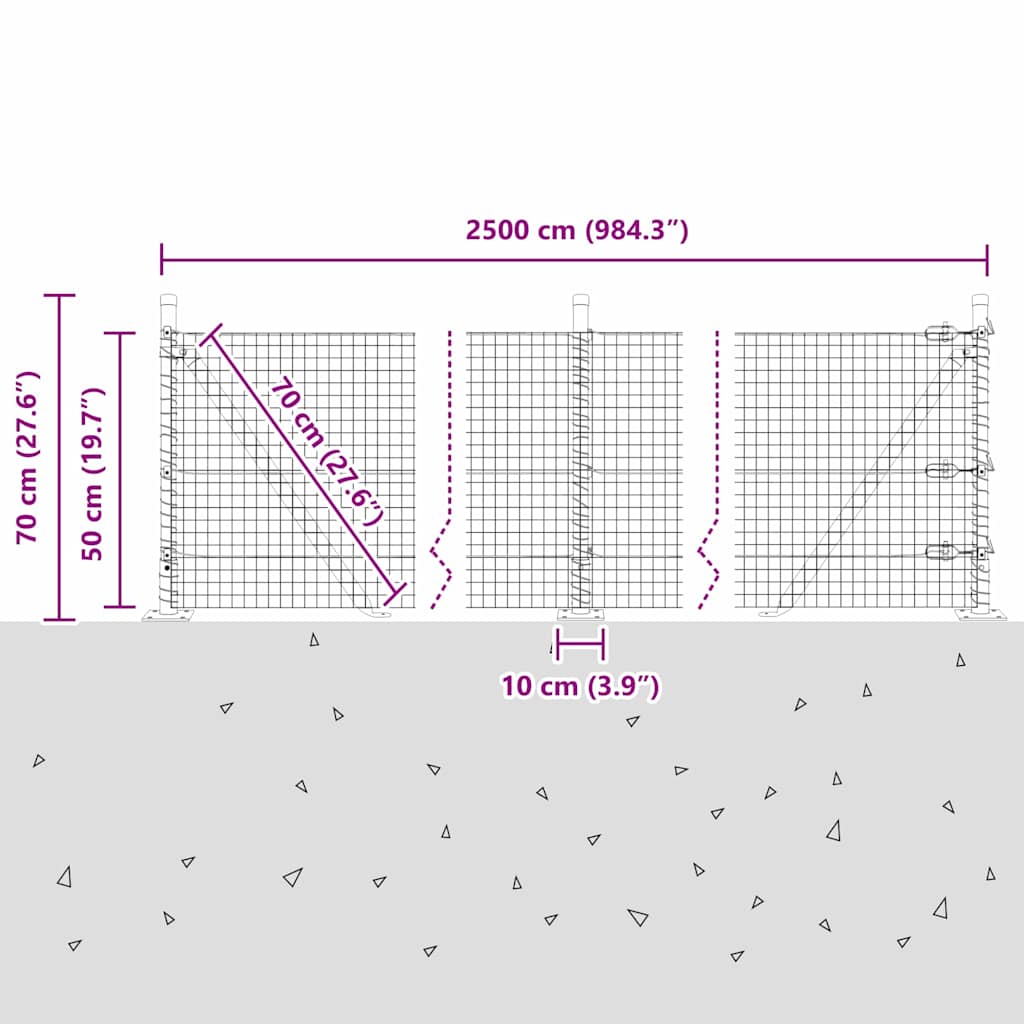 Zavareno žičano ogradno mreža s betonskom podlogom 25 x 0,5 m