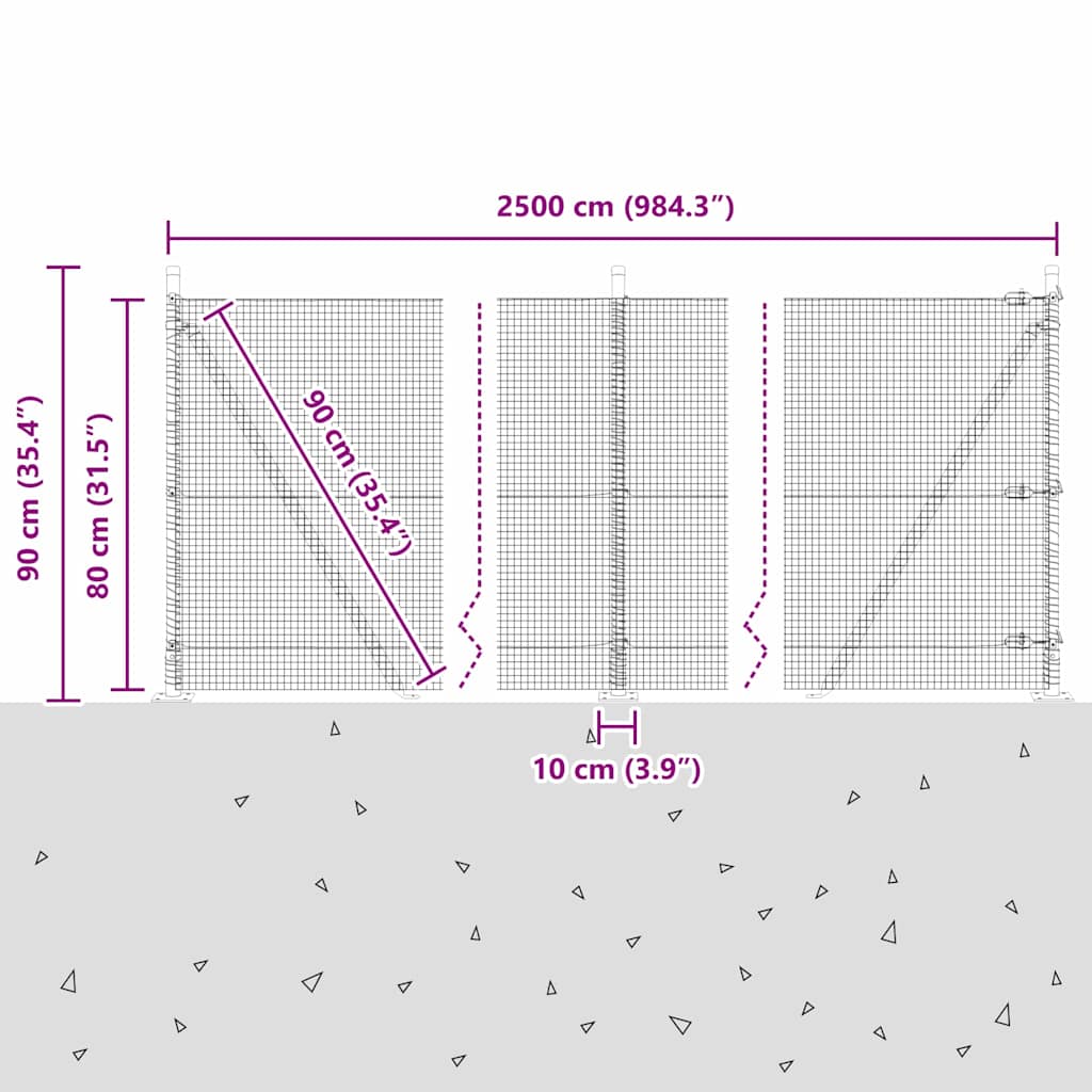 Zavareno žičano ogradno mreža s betonskom podlogom 25 x 0,8 m
