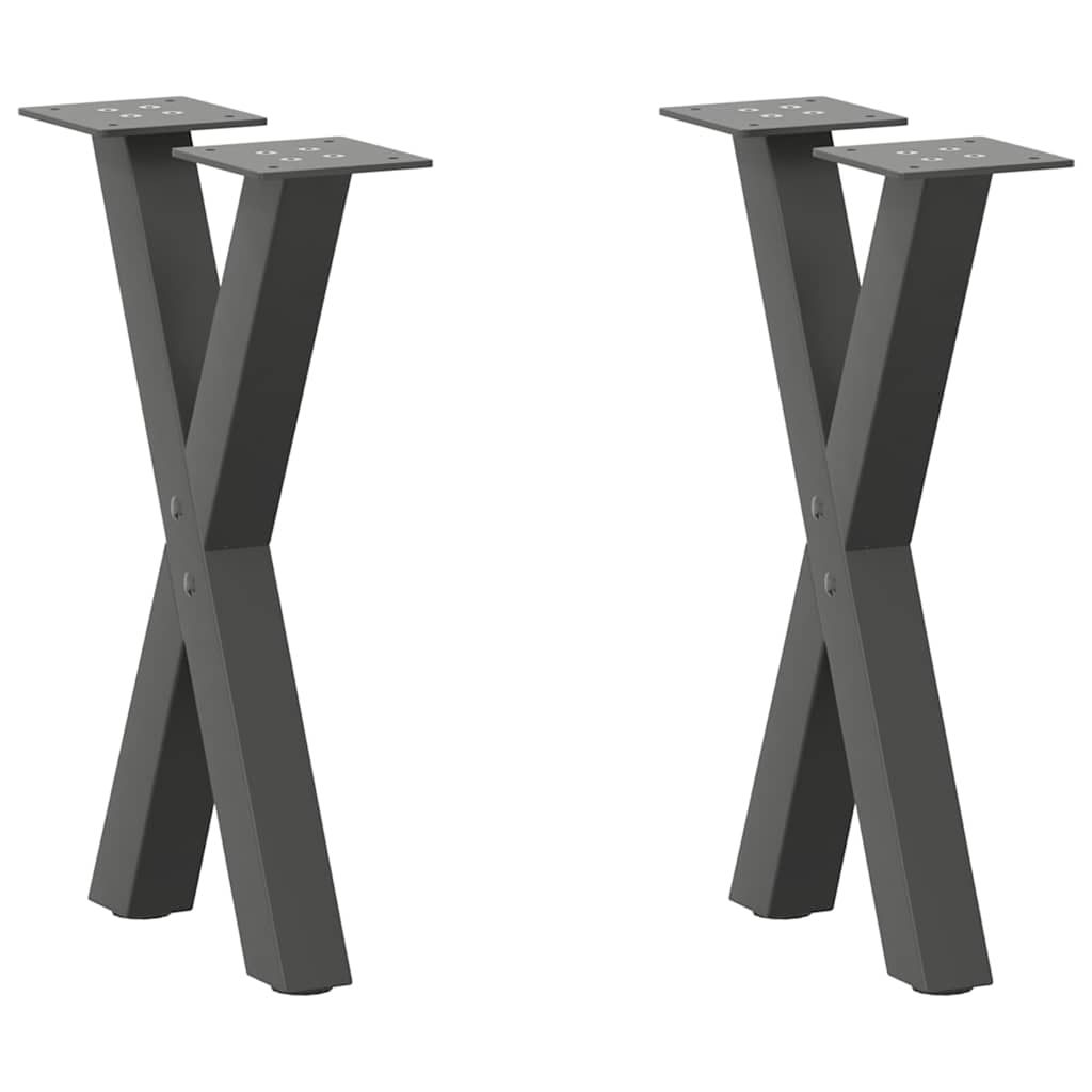 Noge za klub stolić u obliku slova X, 2 kom, antracit, 38 x (42-43) cm, čelik