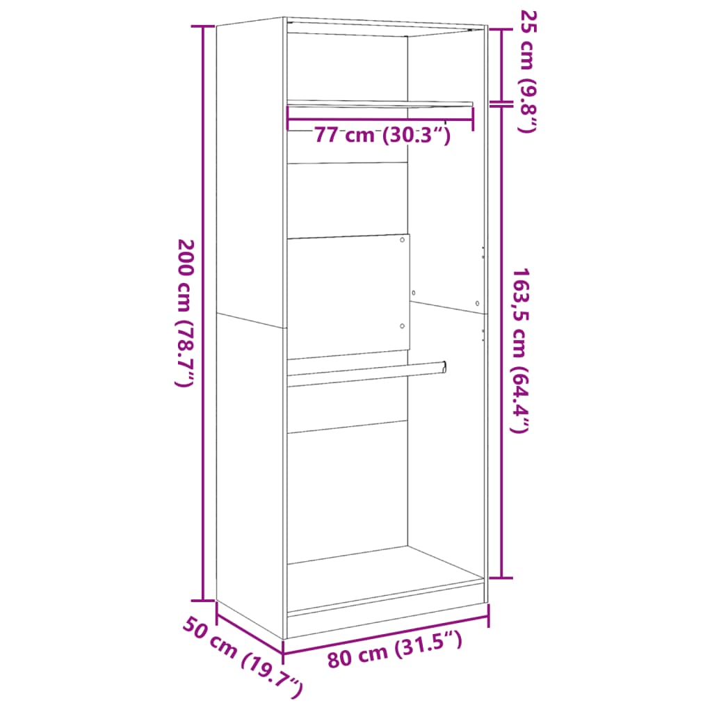 Ormar siva boja betona 80x50x200 cm od konstruiranog drva