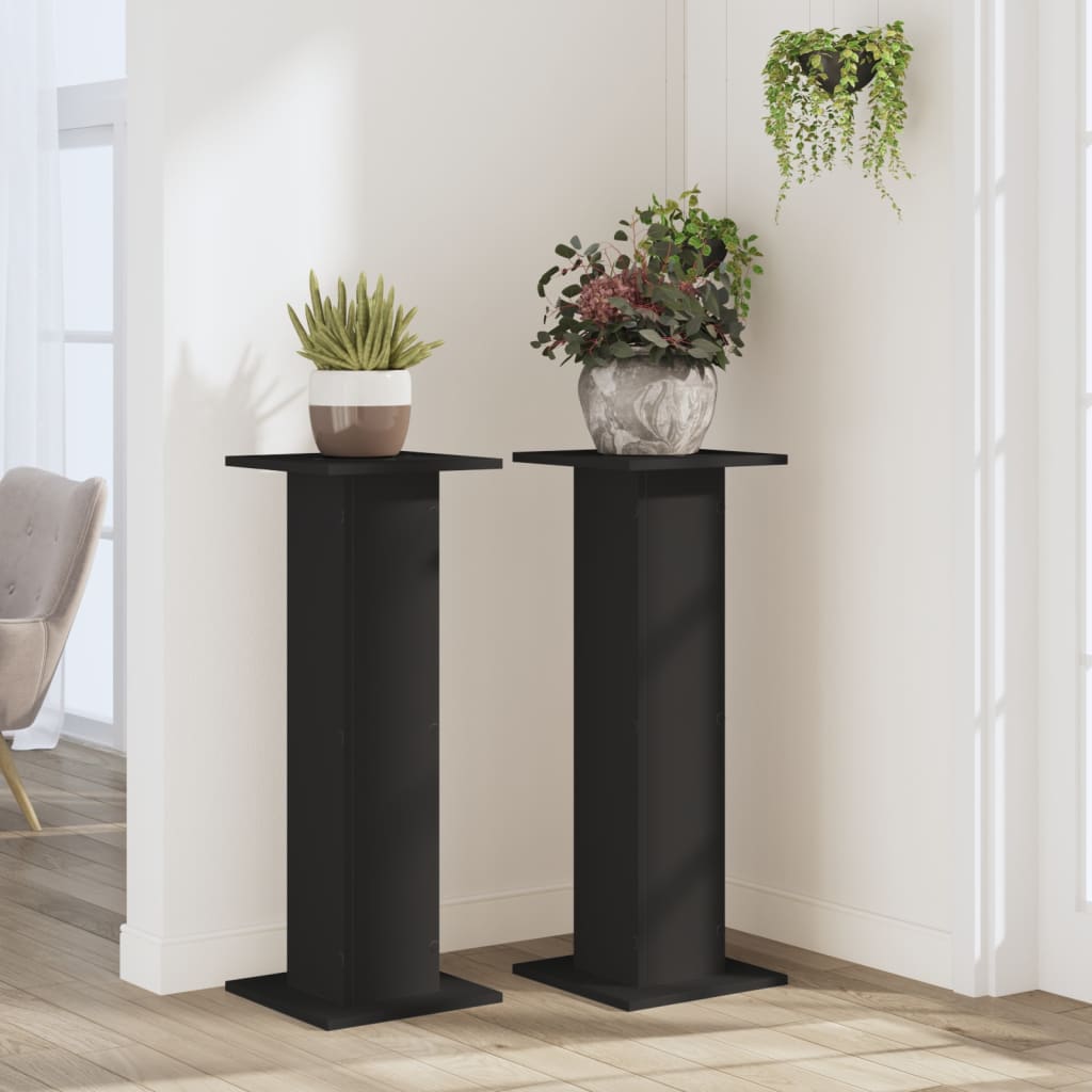 Stalci za biljke 2 kom crni 30 x 30 x 80 cm konstruirano drvo