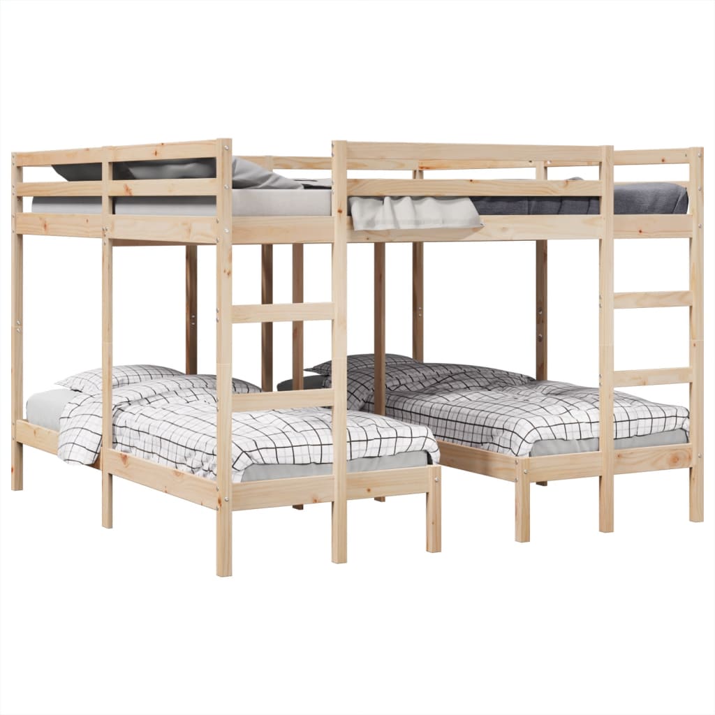 Trostruki okvir kreveta na kat 200x200/80x200 cm od borovine