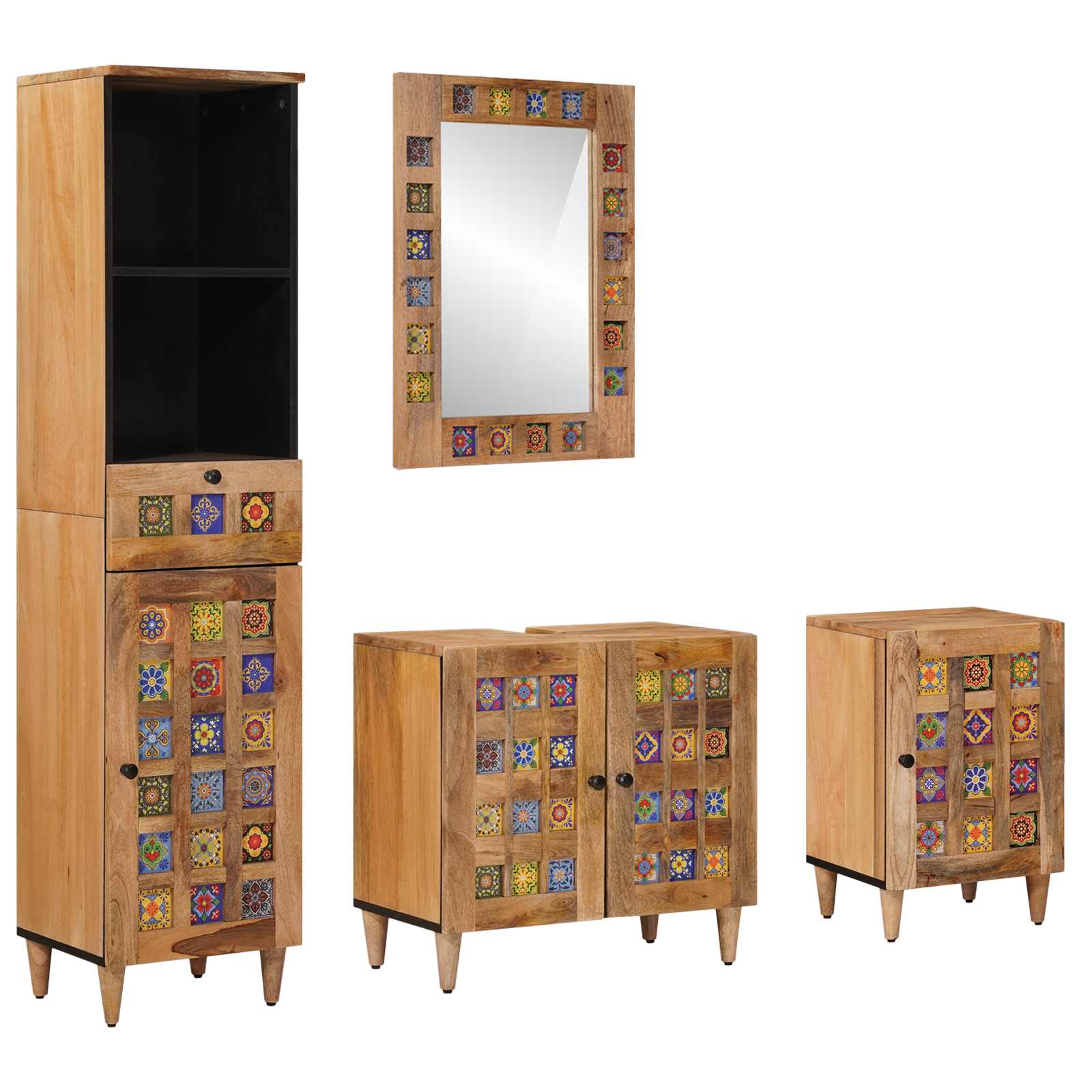 Set namještaja za kupaonicu 4 pcs Prirodna Čvrsto drvo manga
