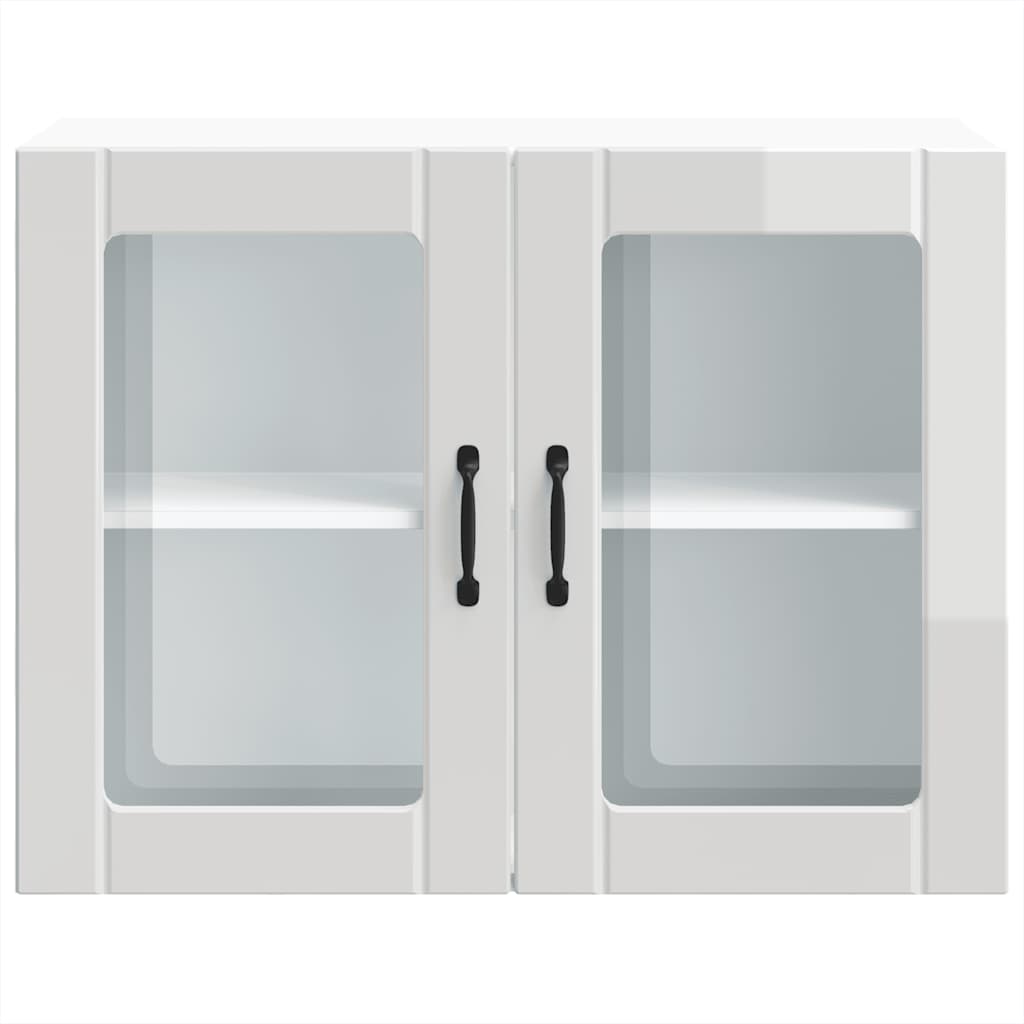 Zidni kuhinjski ormarić sa staklenim vratima "Lucca" visoki sjaj bijele boje inženjerskog drva