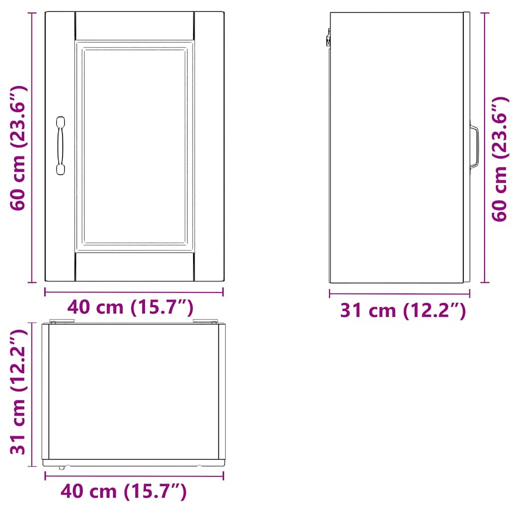 Kuhinjski zidni ormarići 2 kom Porto crni konstruirano drvo