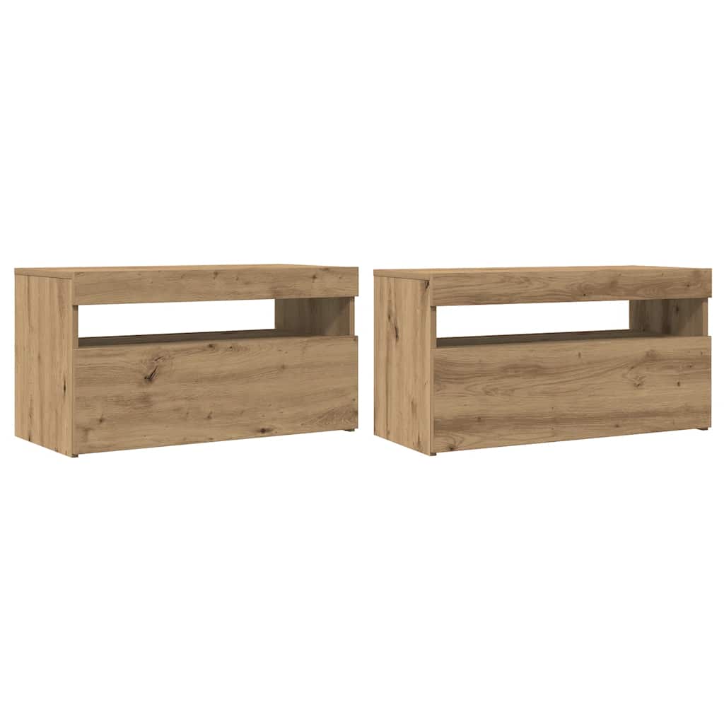 TV ormarić s LED svjetlima Artisan hrast 75x35x40 cm