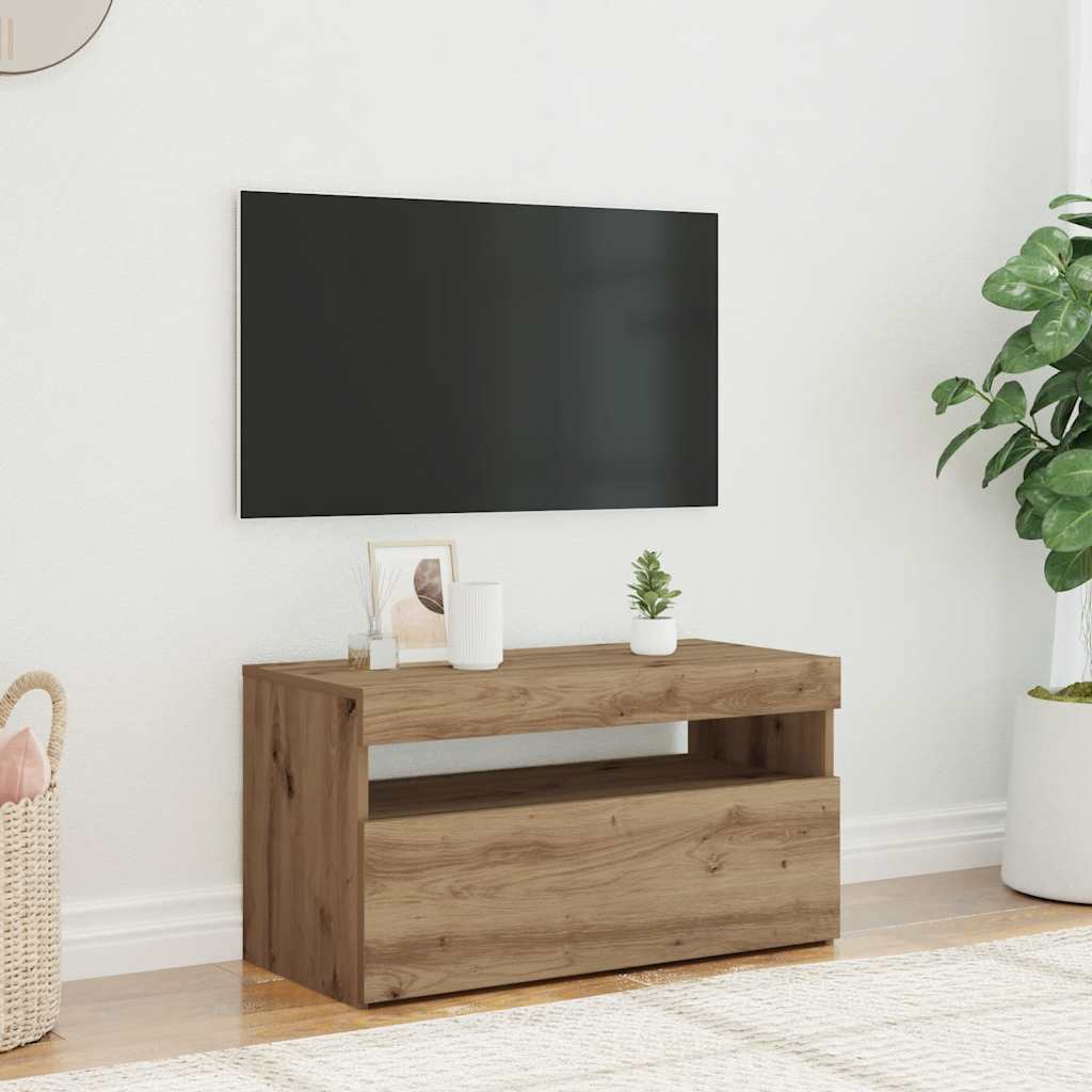 TV ormarić s LED svjetlima Artisan hrast 75x35x40 cm
