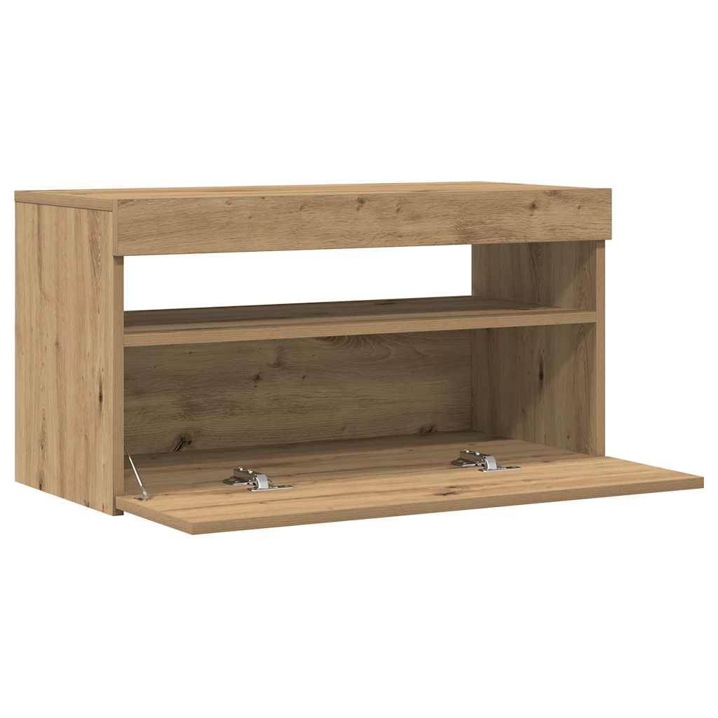 TV ormarić s LED svjetlima Artisan hrast 75x35x40 cm