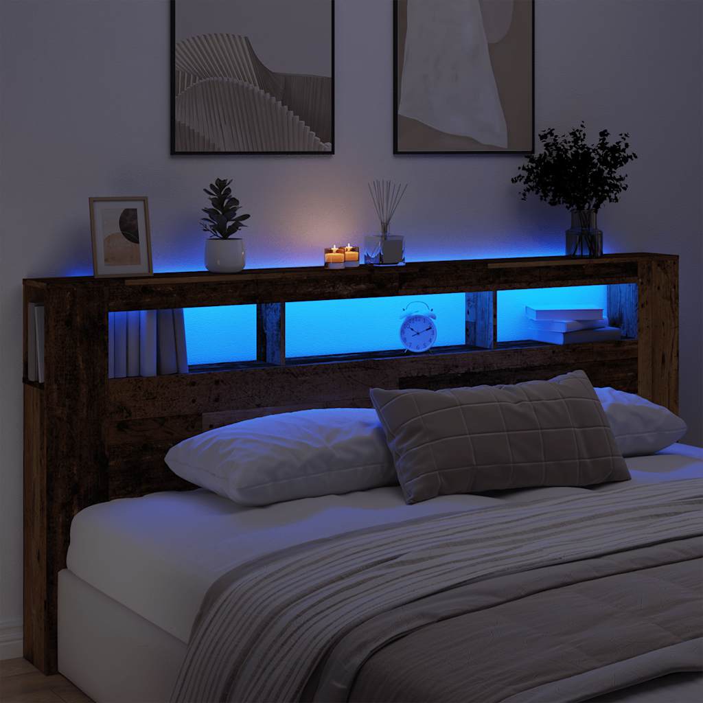 LED uzglavlje boja drva 220x18,5x103,5 cm konstruirano drvo