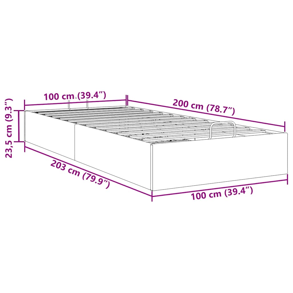 Otomanski okvir kreveta bez madraca smeđesivi 100x200cm tkanine