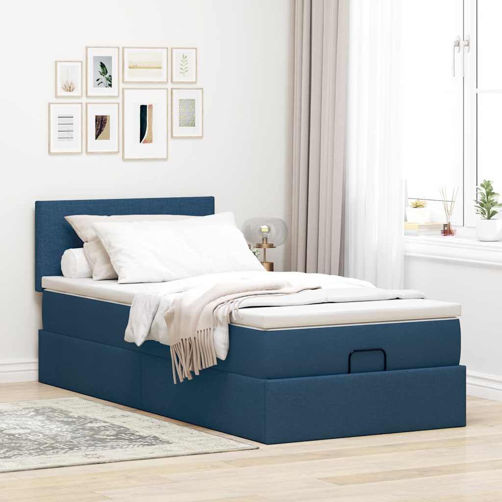 Ottoman krevet s madracem plavi 80x200 cm tkanina