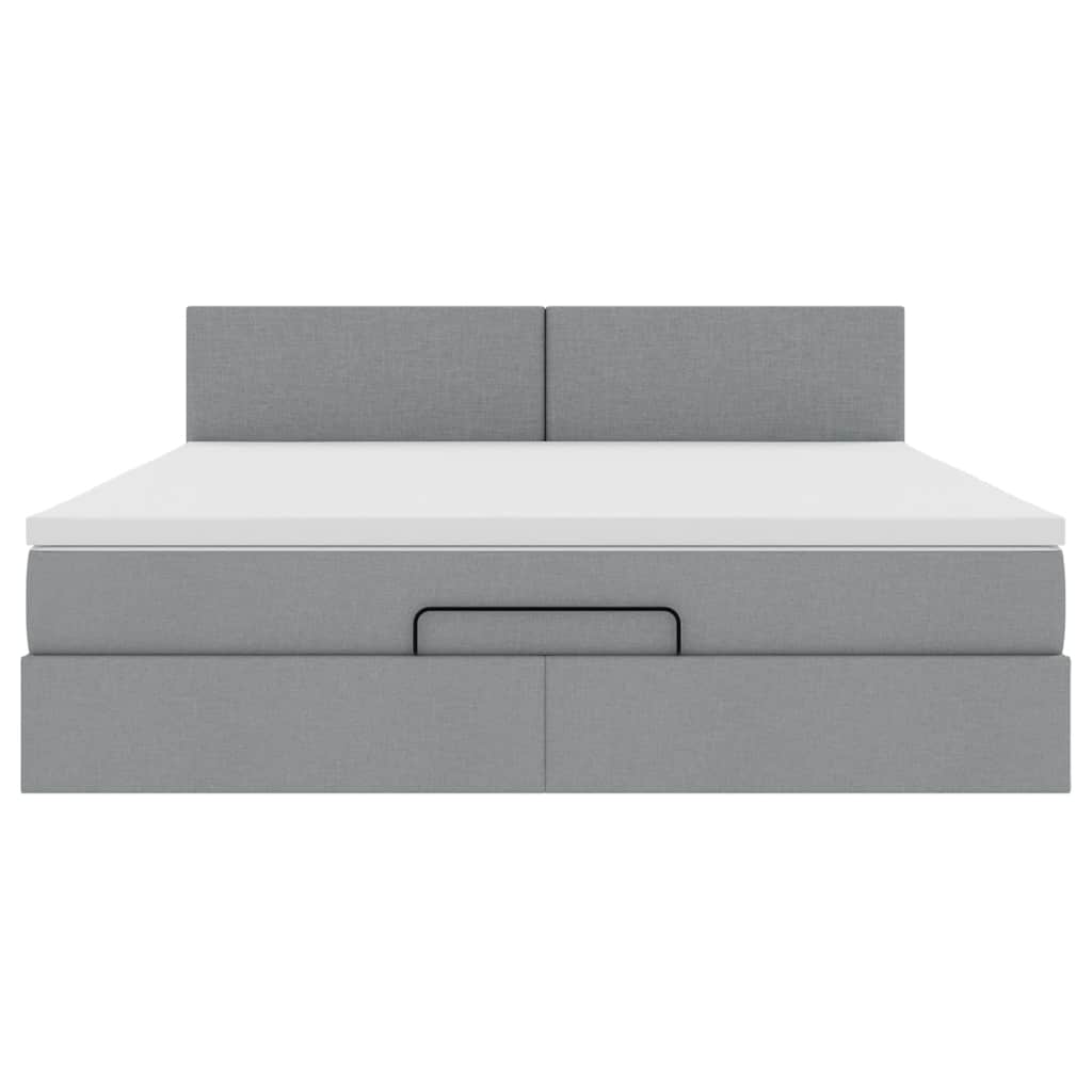 Otomanski krevet s madracem svijetlosivi 180x200cm od tkanine