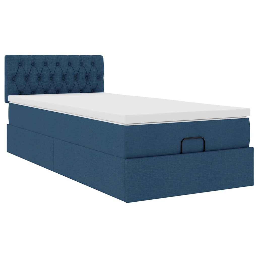 Ottoman krevet s madracem plavi 80x200 cm tkanina