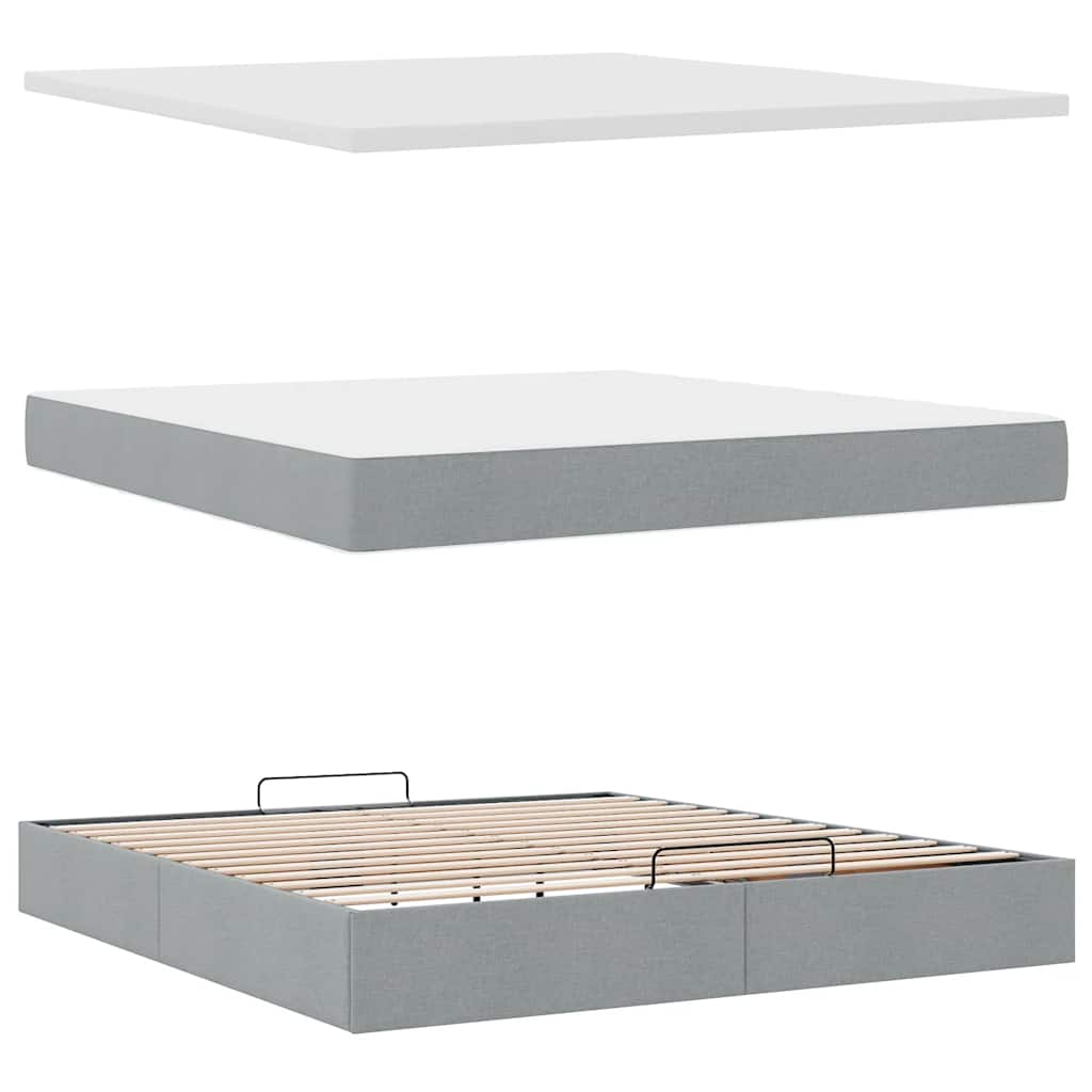 Otomanski krevet s madracem svijetlosivi 180x200cm od tkanine