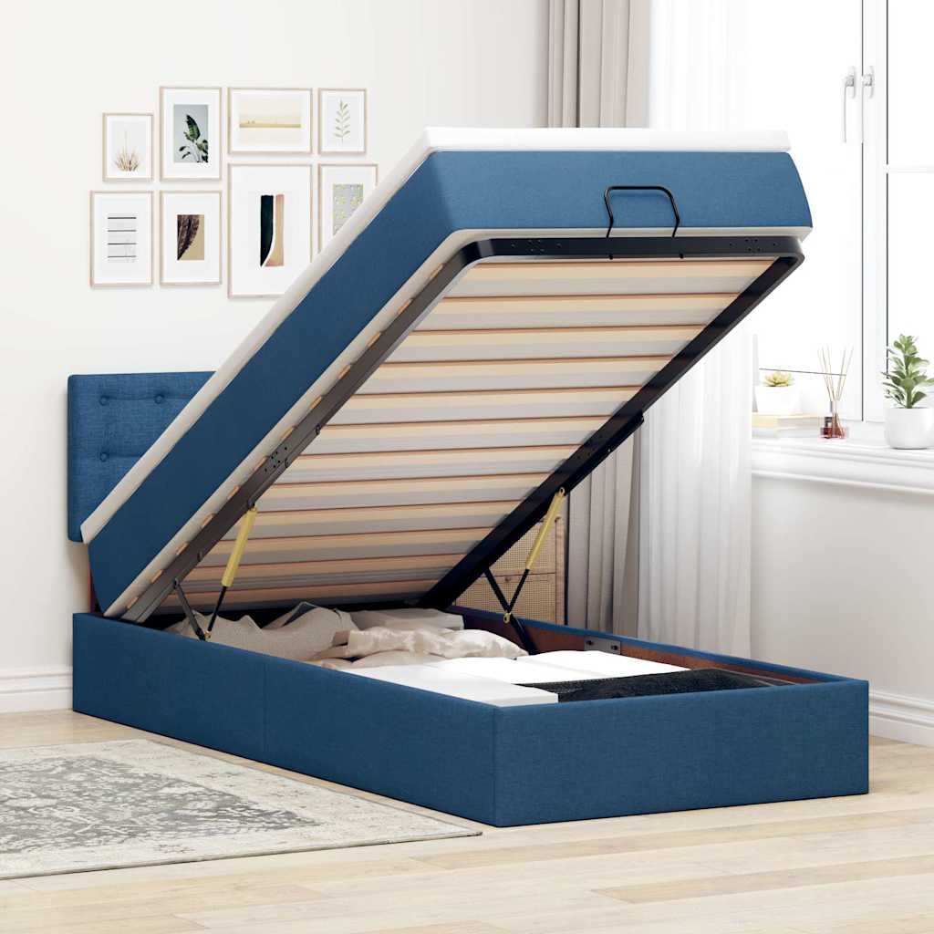 Ottoman krevet s madracem plavi 80x200 cm tkanina