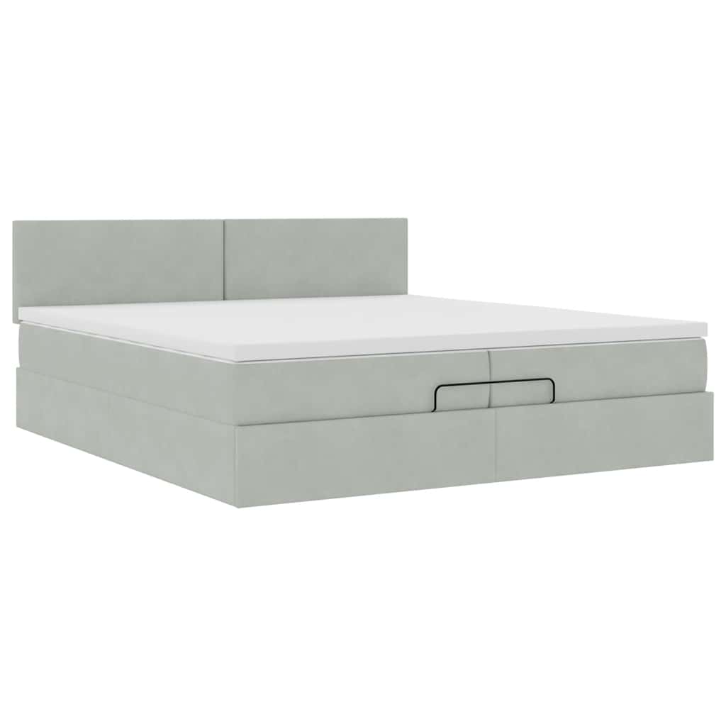 Ottoman krevet s madracem svijetlo sivi 200x200 cm baršun