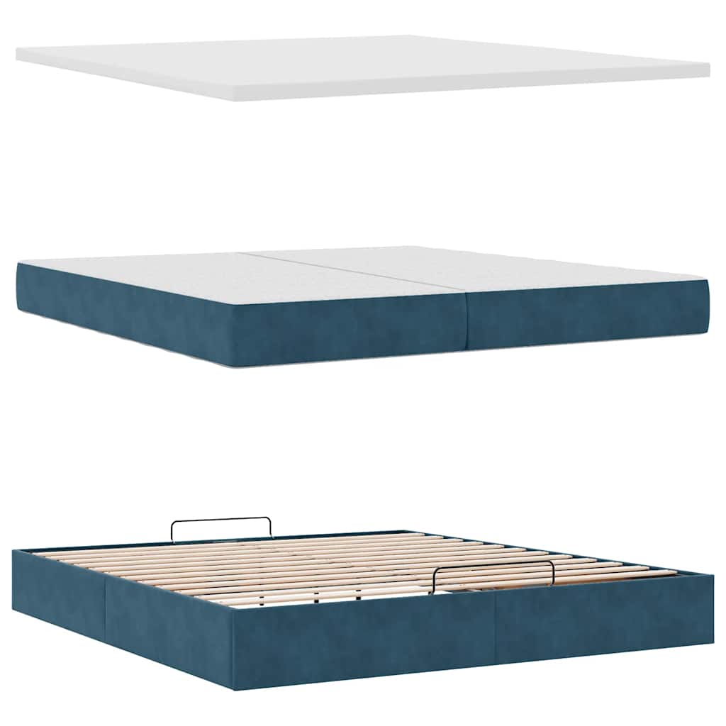 Ottoman krevet s madracem tamnoplavi 200x200 cm baršun