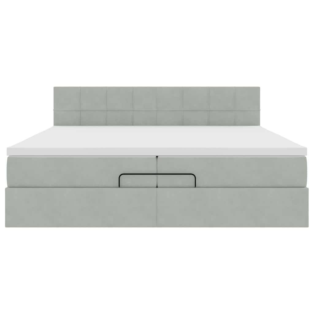 Ottoman krevet s madracem svijetlo sivi 200x200 cm baršun