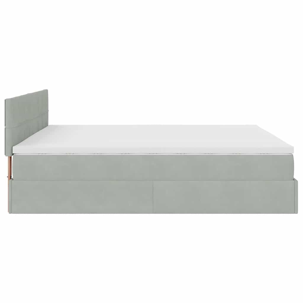 Ottoman krevet s madracem svijetlo sivi 200x200 cm baršun