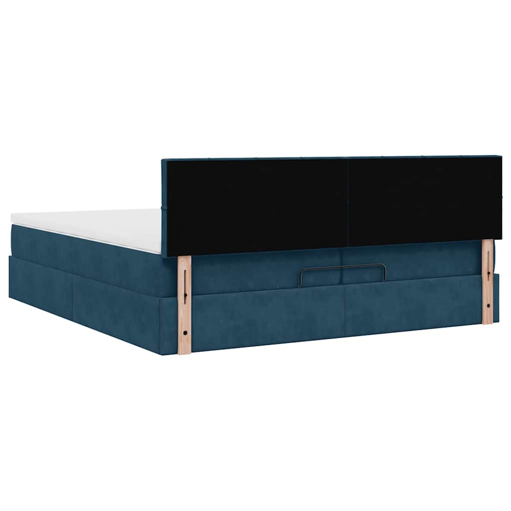 Ottoman krevet s madracem tamnoplavi 200x200 cm baršun