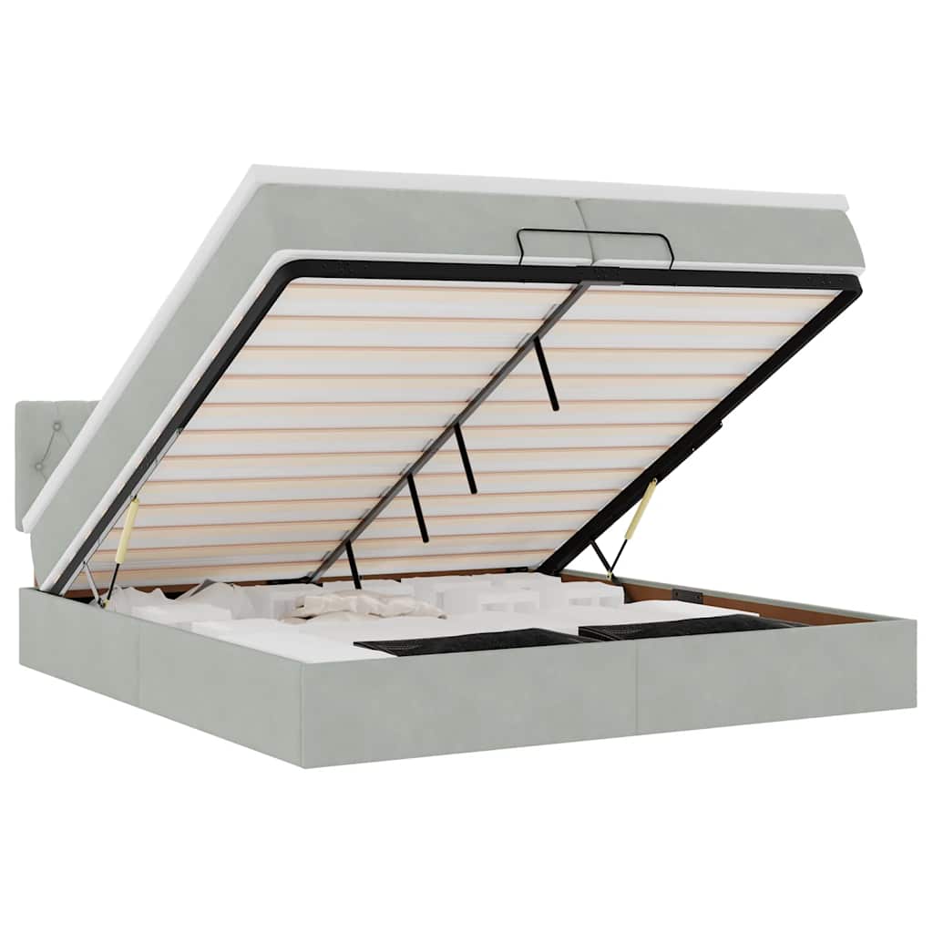 Ottoman krevet s madracem svijetlo sivi 200x200 cm baršun