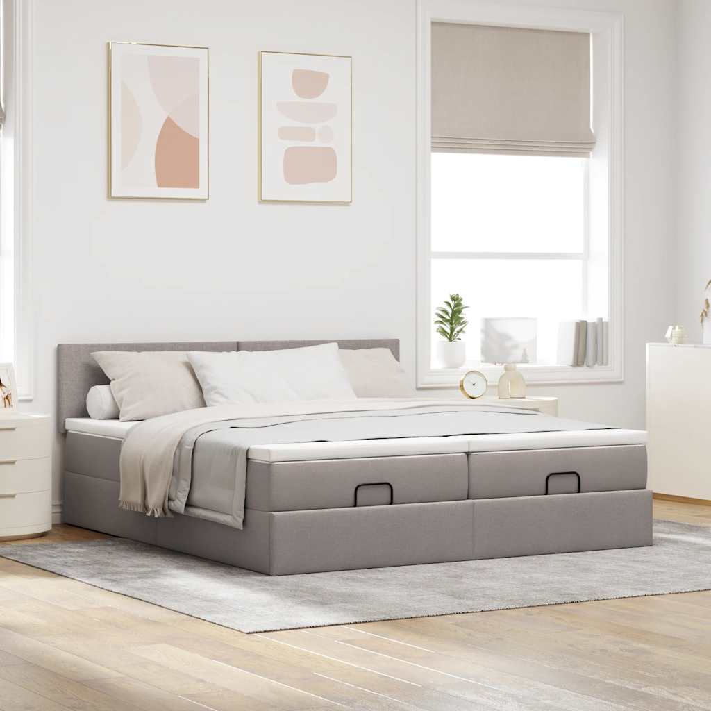 Ottoman krevet s madracima, taupe 160x200 cm, tkanina