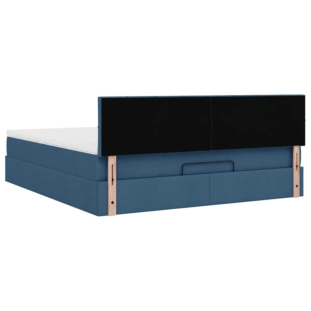 Otomanski krevet s madracem i LED plavi 160x200cm tkanine
