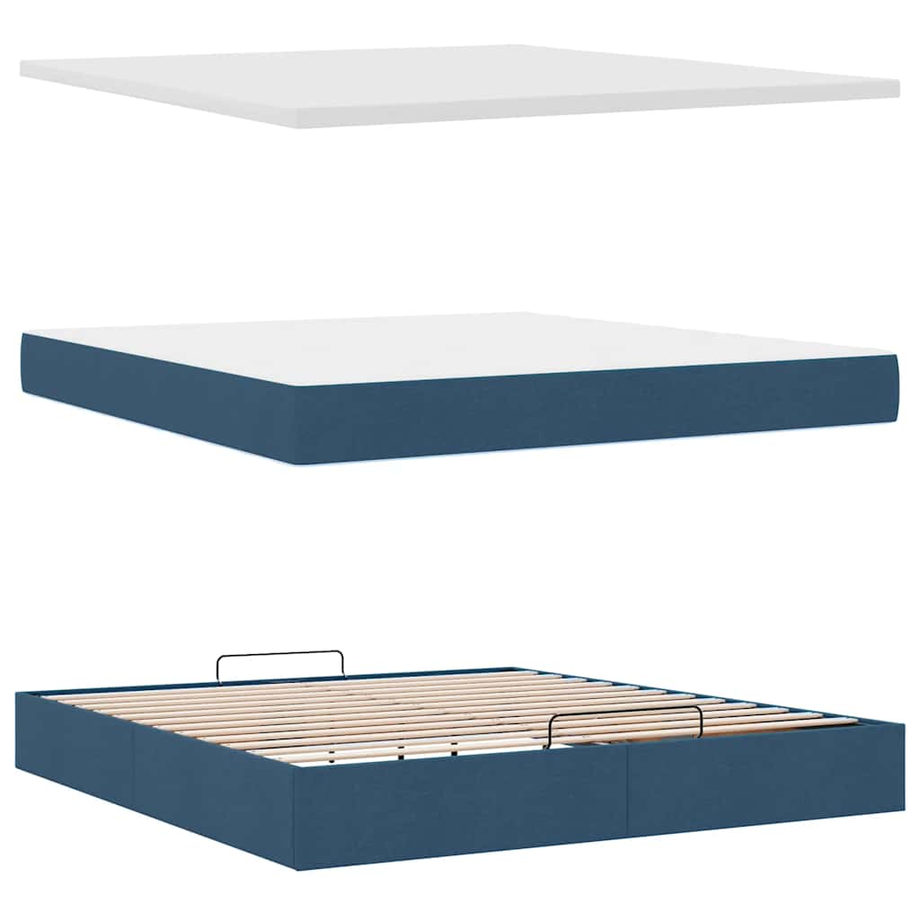 Otomanski krevet s madracem i LED plavi 160x200cm tkanine