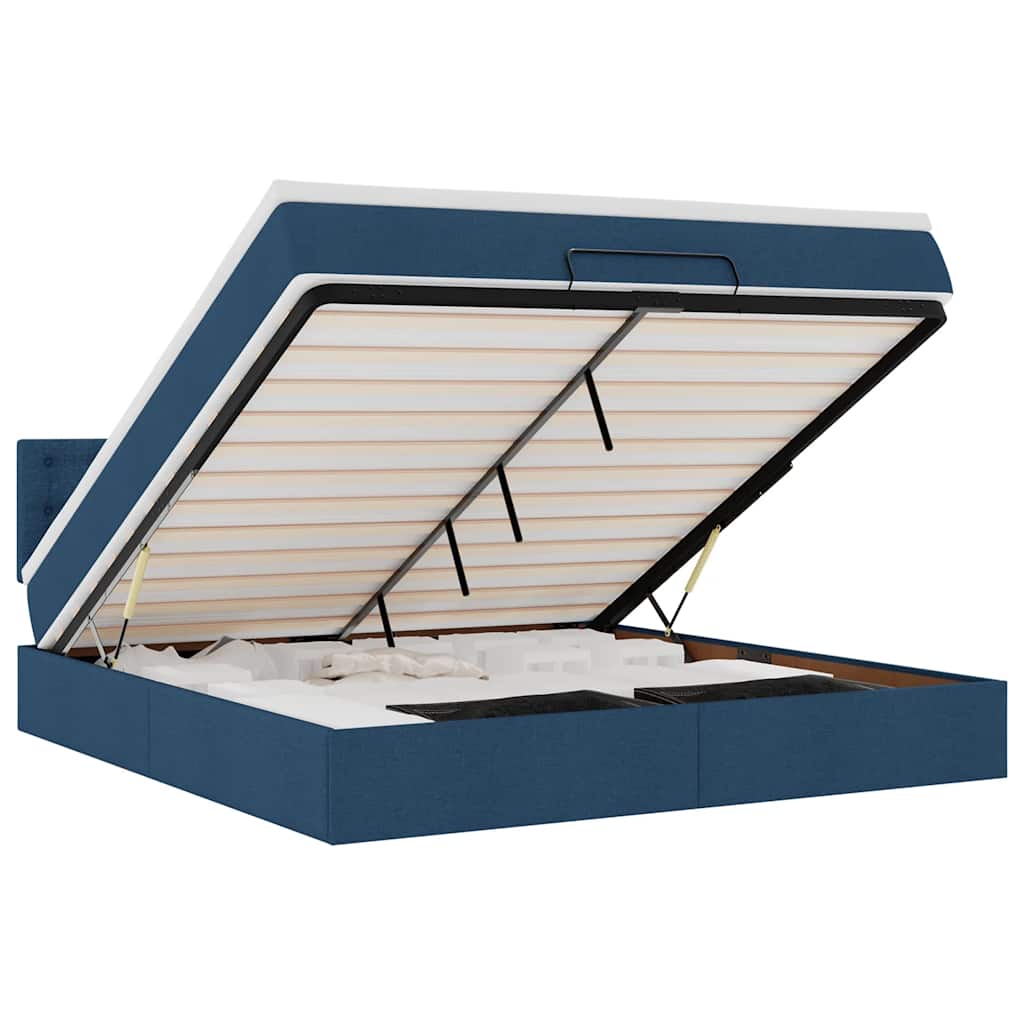 Otomanski krevet s madracem i LED plavi 160x200cm tkanine