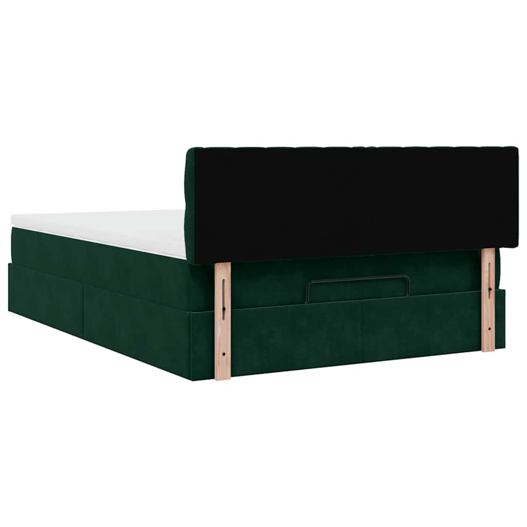 Ottoman krevet s madracem i LED diodama tamnozeleni 140x190 cm baršun