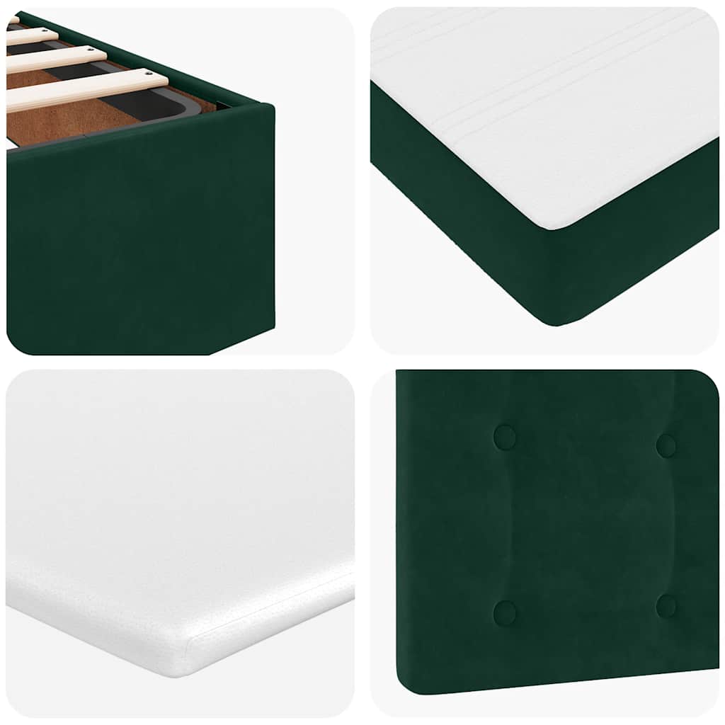 Ottoman krevet s madracem i LED diodama tamnozeleni 140x190 cm baršun
