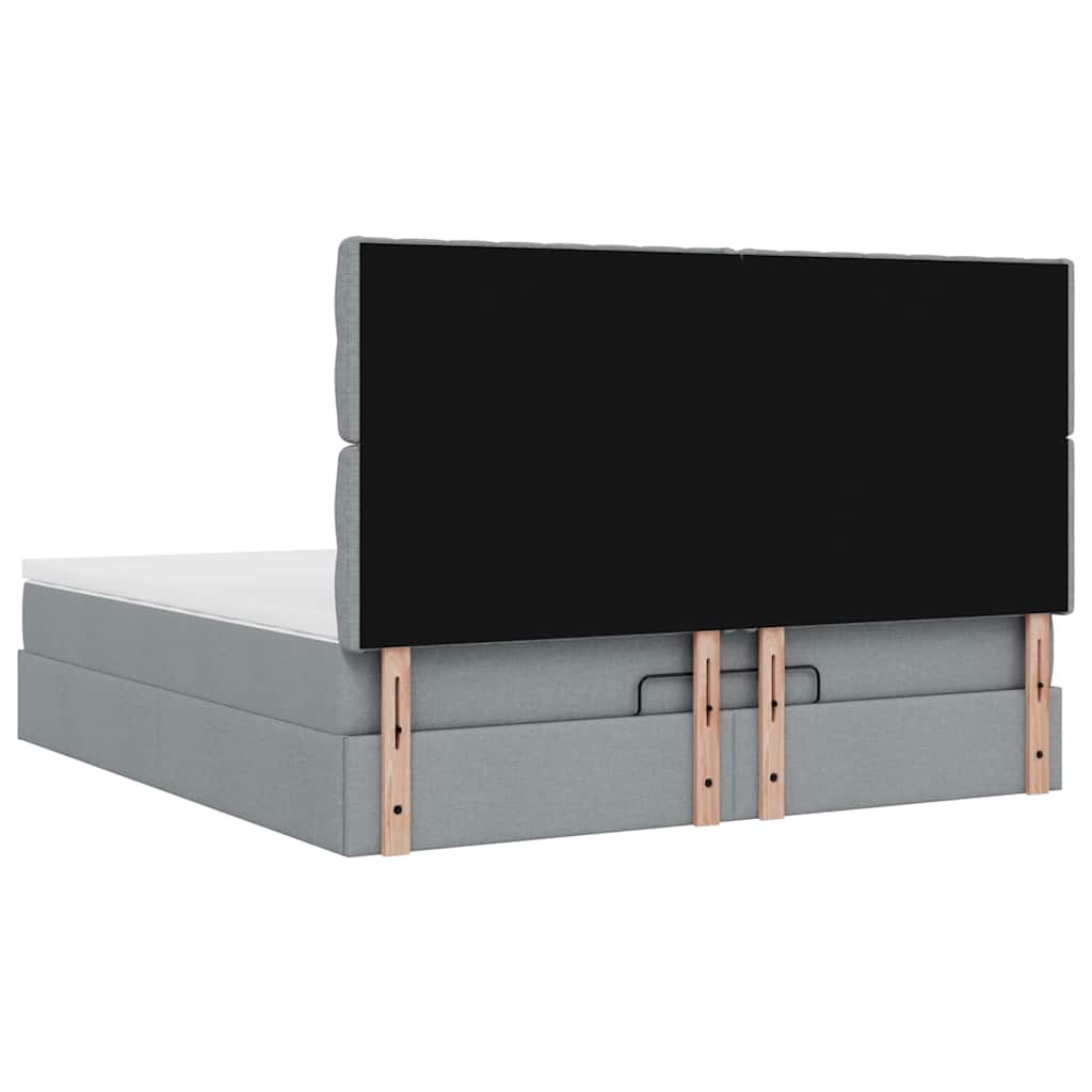 Otomanski krevet s madracem svijetlosivi 180x200cm od tkanine