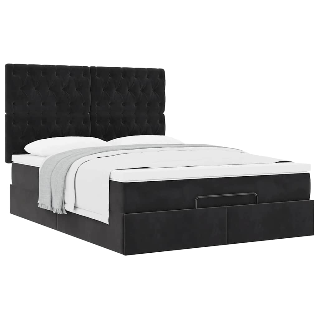 Ottoman krevet s madracima crni 140x200 cm baršun